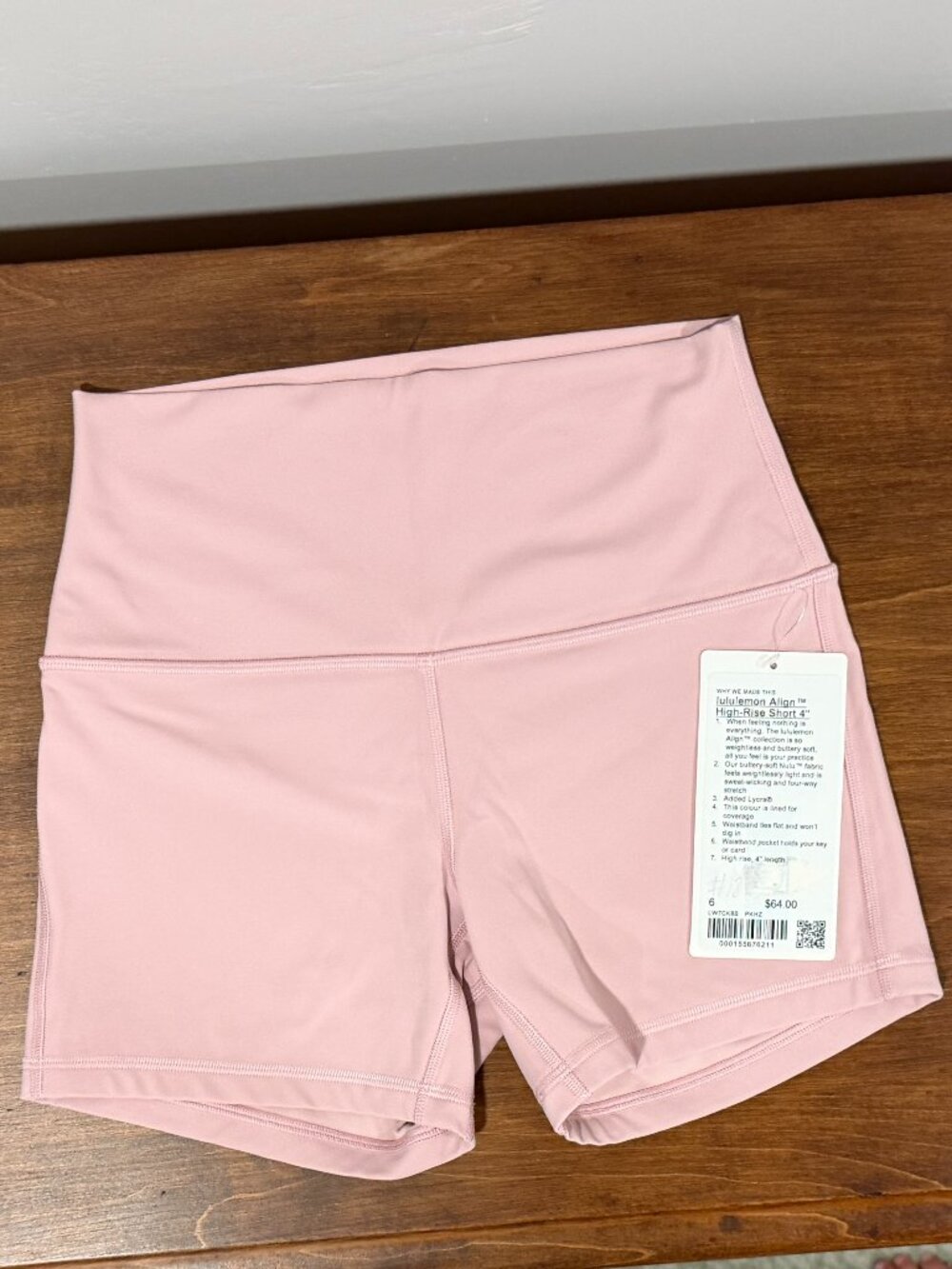 Lululemon Align High-Rise Bike Short 4" Pink Haze, Size 6 NWT Sought After Color
